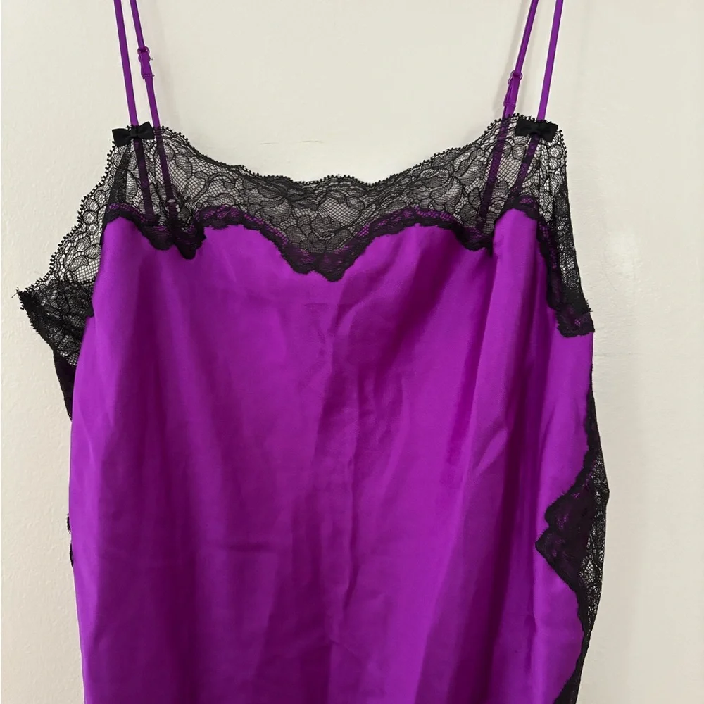 Victoria’s Secret Purple Nightgown Black Lace Trim Sides Large - Picture 4 of 8
